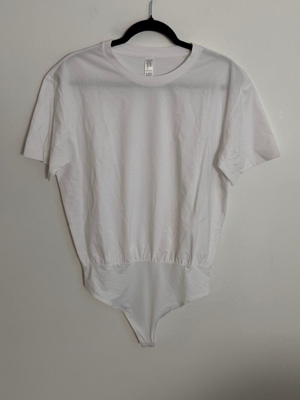 Spanx Better Base Short Sleeve Crew Neck Bodysuit White Medium Womens T-Shirt